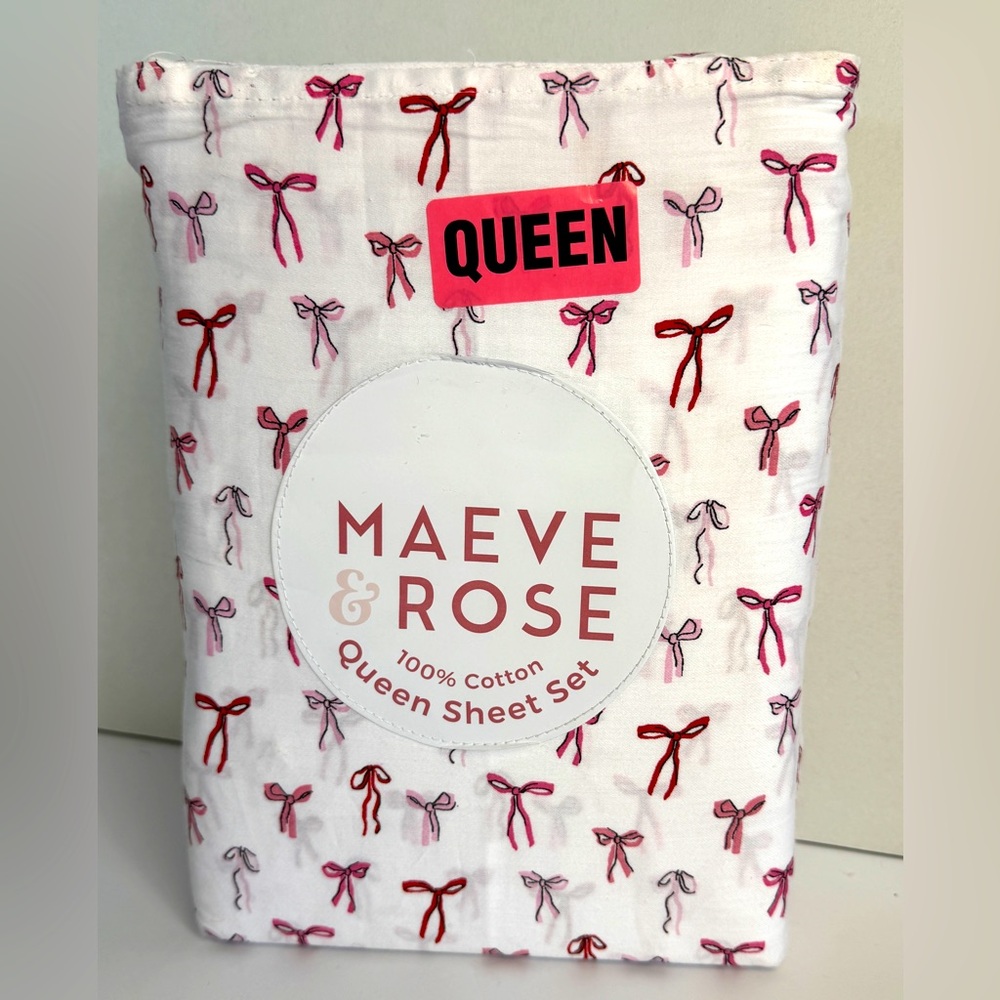 🎀 Maeve & Rose Queen Sheet Set - Multicolor Bow Coquette